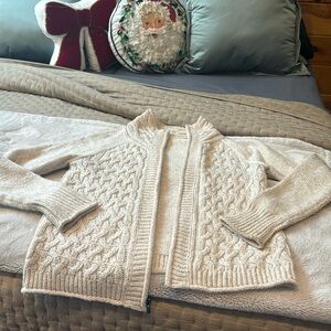 Rei sweater med lots of texture ivory zip